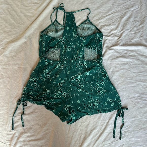 Sold! - O'Neill Teal Cadence Open Back Ruched Side Strappy Romper - Picture 2 of 4